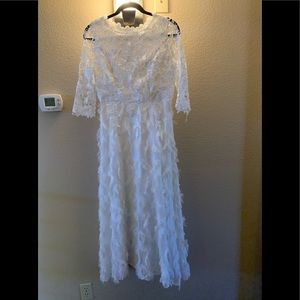 White dressy dress lace and feather style